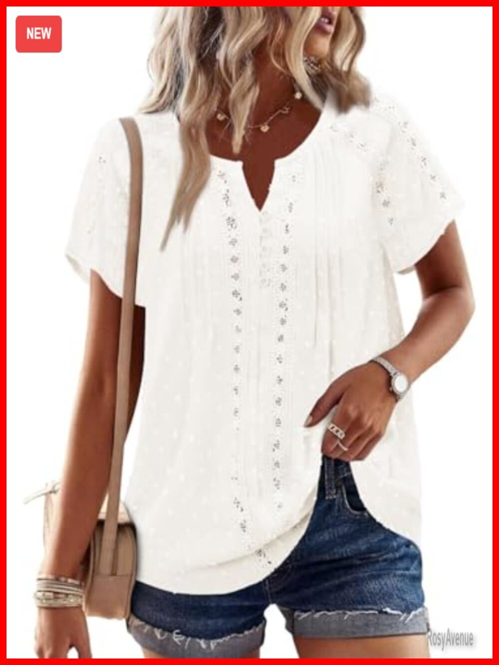 Boho V-Neck Short Sleeve Tunic Top Loose Flowy Summer Blouse